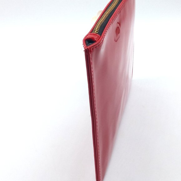 Yves Saint Laurent Red Leather Clutch Shoulder Bag YSL Pin Purse Gold-to… - Picture 9 of 13